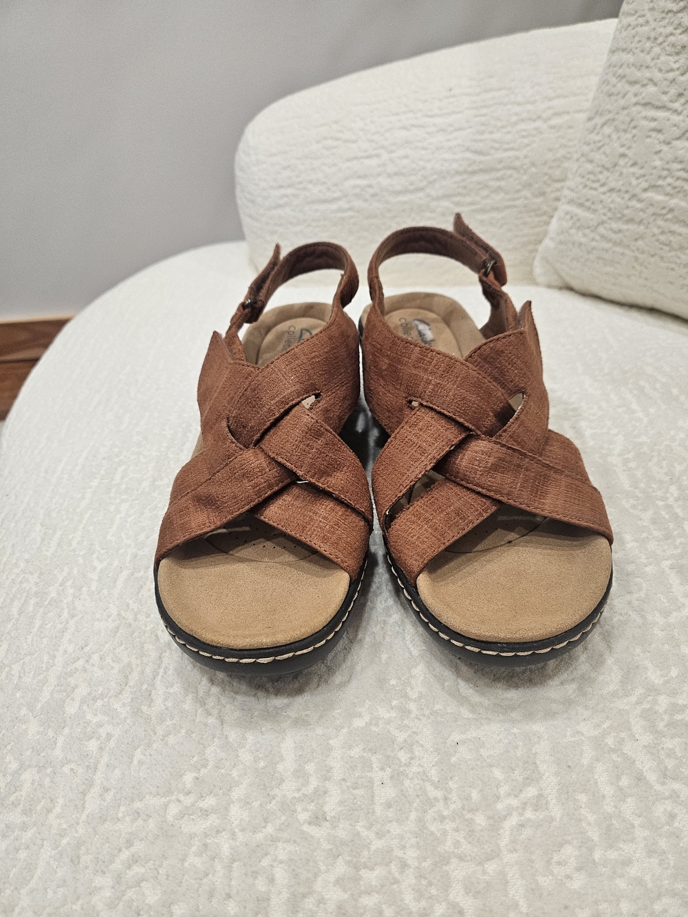 Clarks Kids Brown Woven Slingback Sandals